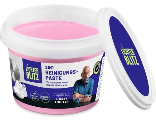 Lichterblitz Putzcreme 850g Rosa Reinigungscreme mit 3 Schwämmen