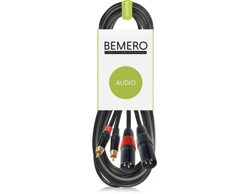 Bemero BAC2545-300BK 2x XLRm - 2x RCAm 3m Audio-Verbindungskabel, schwarz, M-Serie