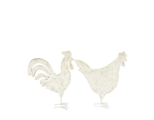 Chalet Huhn / Hahn Hulda Metall 33x10.5x38cm weiss assortiert