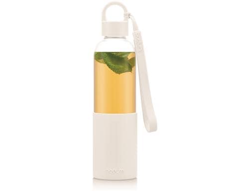 Bodum Melior Trinkflasche 0.5 Liter weiss Borosilikatglas, Silikon, cremefarben