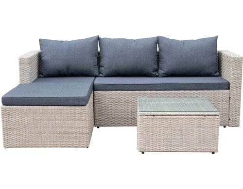Kanan Loungeset PE Rattan, Polyester, Steel