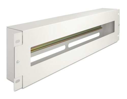 Delock 19 Schutzschalterleiste, Weiss 3HE, mit Abdekcung und Hutschine