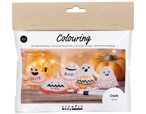 Creativ Company  Bastelset Mini Halloween Geister, Ausmalen