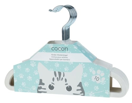 COCON Kleiderbügel samt 10er Pack 30x0.5cm, off-white mit silber Haken