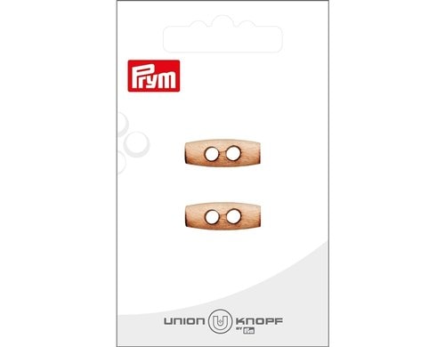 Bu Prym  Knopf Holzknebel 2-Loch 20 mm, Karte 2 Stück, creme