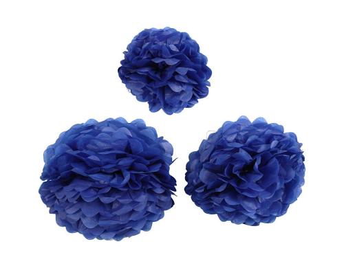 Creativ Company Papier-Pompons blau 3 Stück: 20 + 24 + 30 cm