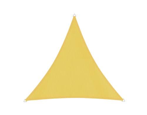 Sonnensegel Dreieck 3m, gelb Spanngurten. UV-Schutz 50+.