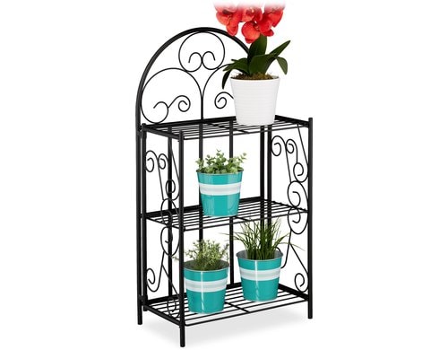 relaxdays Pflanzenständer Antik Eisen, Schwarz