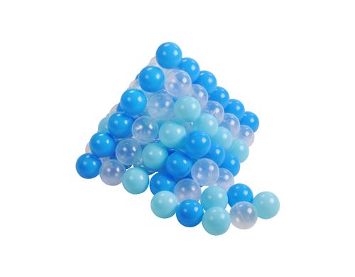 Bälleset ca. 6 cm - 100 balls soft blue/blue/transparent