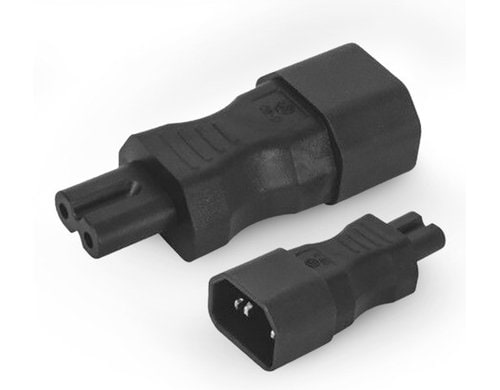 Alpha Elettronica Netzadapter C7 - C14 frontal gewinkelt, C7 Buchse, C14 Stecker