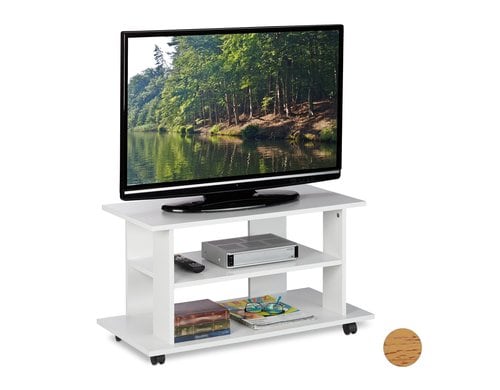 relaxdays TV Möbel mit Rollen MDF China, Weiss