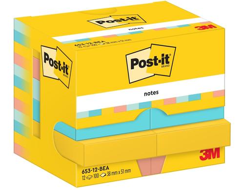 3M Post-it Notes, Beachside 12 Blöcke à 100 Blatt, 51 x 38  mm