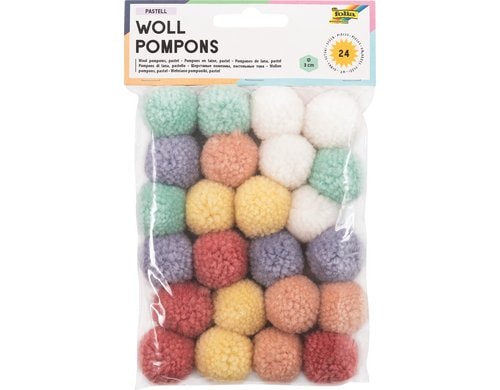 Folia Woll-Pompons Woll-Pompons Pastell 24 Stück 3 cm