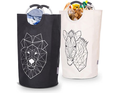 Wellenborg Wäschekorb 82 Liter 2er Set Löwe/Zebra