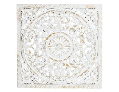 G. Wurm Wandbild Blumendekor, Holz weiss/gold, 39x39x1 cm (BxHxT)