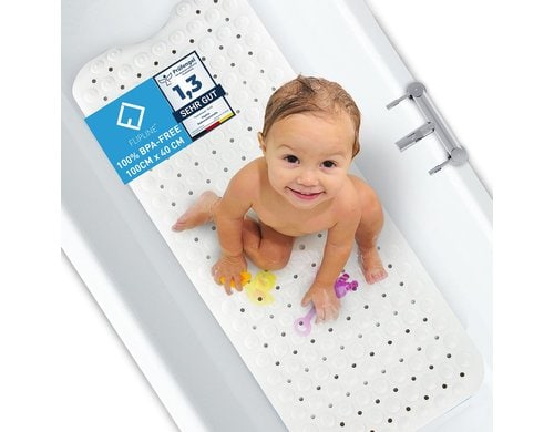 Flipline Badematte 100x40cm weiß Badewannenmatte, Rutschmatte,