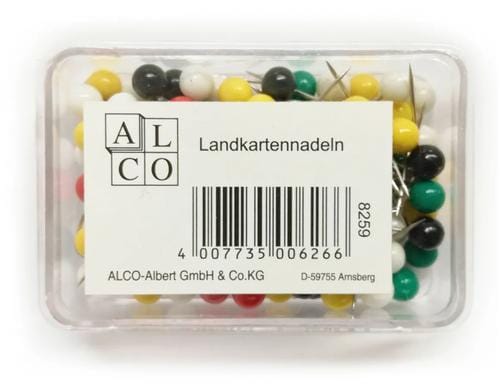 Alco Landkartennadeln farbig, 100 Stk