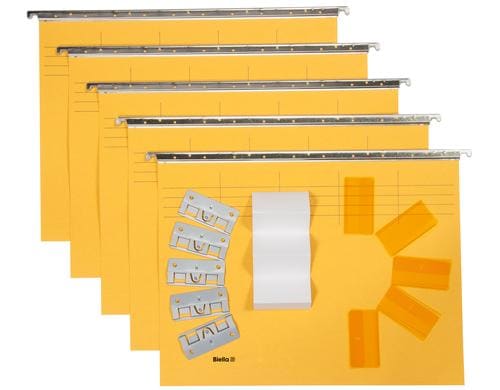 VETRO MOBIL Hängemappe Original A4 gelb 25cm, 5er Pack inkl. Reiter