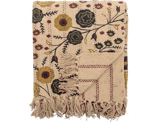Bloomingville Wohndecke Eydis, 160x130 cm (LxB), Recycelte Baumwolle,Natur-Mehrfarbig