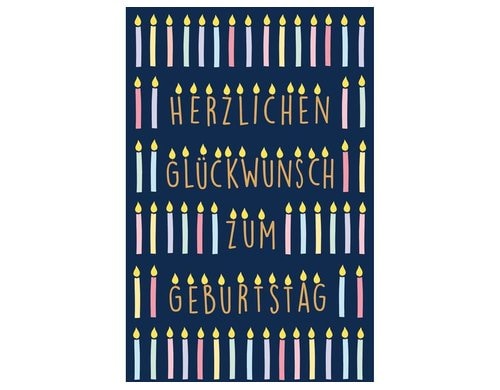 ABC Geburtstagskarte, brennende Kerzen Format B6, 115 x 173 mm, mit Couvert