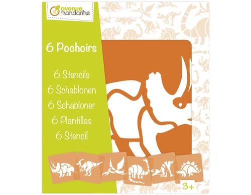 Avenue Mandarine Schablonen Set Dinosaurier 15.2 x 17.5 cm, 6 Schablonen