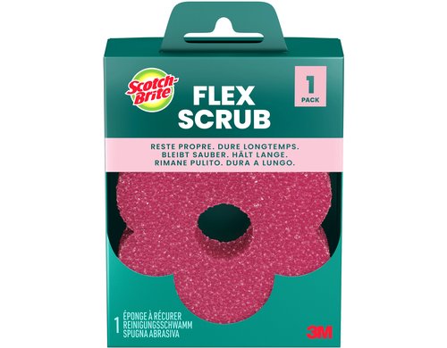 3M Scotch-Brite Flex Scrub 1 Stk rosa, nicht kratzender Reinigungsschwamm