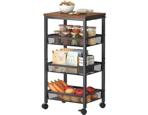 relaxdays Nischenwagen mit 4 Ebenen 22 cm, Schwarz