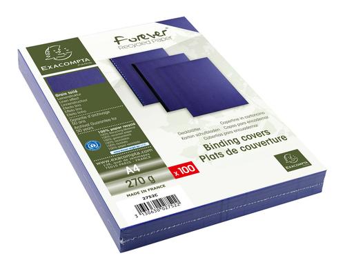 Exacompta Einbanddeckel Forever Leinenoptik 270g/m², Packung 100 Stk, Farbe D.Blau
