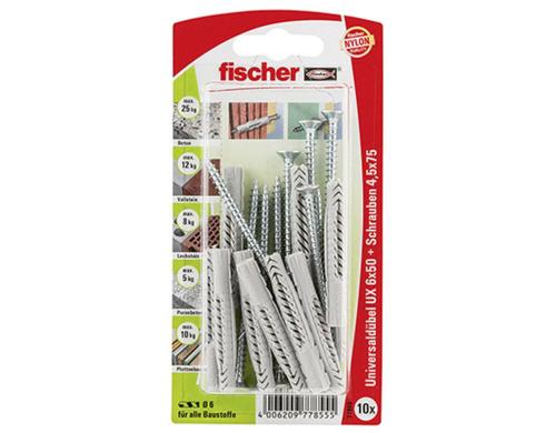 Fischer  90872 Unidübel UX 6X50 S NV 10 Stück