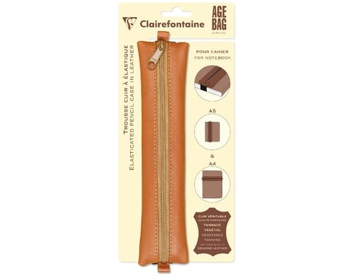 Clairefontaine AgeBag Etui für Notizbuch Leder, 20x4.5cm, beige