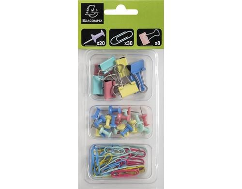 Exacompta Mixbox Aquarel Set 58 Klammern, Pins, Foldback