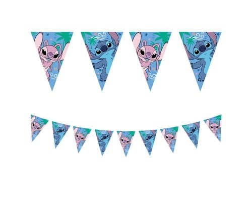 Fiesta Girlande Flaggen Stitch blau, 1 Stück, Papier FSC
