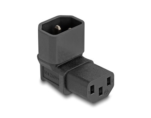 Delock Netzadapter IEC60320 C14-C13 Stecker / Buchse, 10A, 90 grad gewinkelt