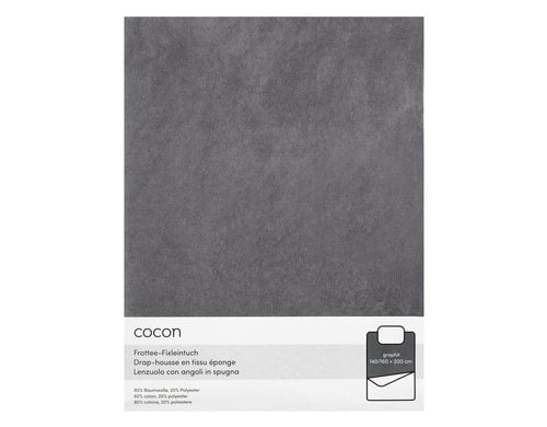 COCON Fixleintuch Frottee grau 140/160x200 cm, 210gsm