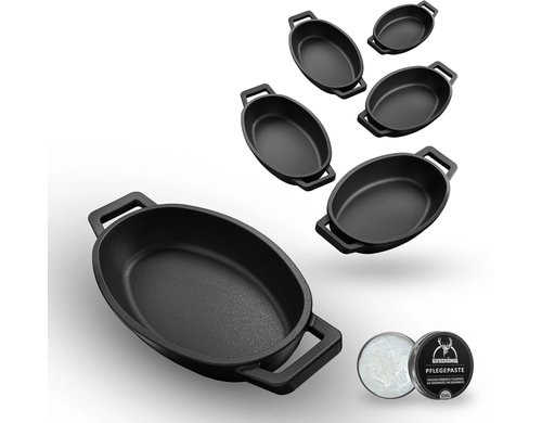 Eingebrannte oval Mini-Pfanne 6 set
