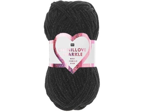 Rico Chenillove Sparkle schwarz 100% PES, 100g / 110m