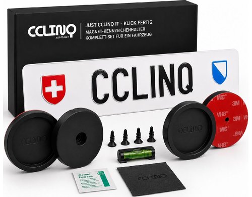 CCLINQ Kennzeichenhalter Magnetisch Rahmenloser Halter für CH DE AT