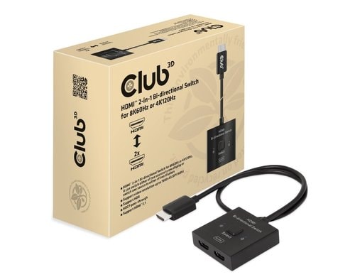 Club 3D, direktionaler Switch Switch für 8K60Hz oder 4K120Hz, HDMI 2in1