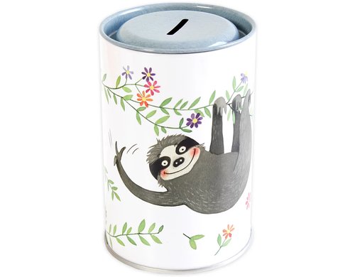 Grätz Spardose Faultier Metall, 12.5x8.5 cm (HxD), Deckel aufmachen