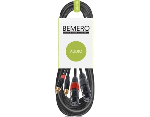Bemero BAC2544-600BK 2x XLRf - 2x RCAm 6m Audio-Verbindungskabel, schwarz, M-Serie