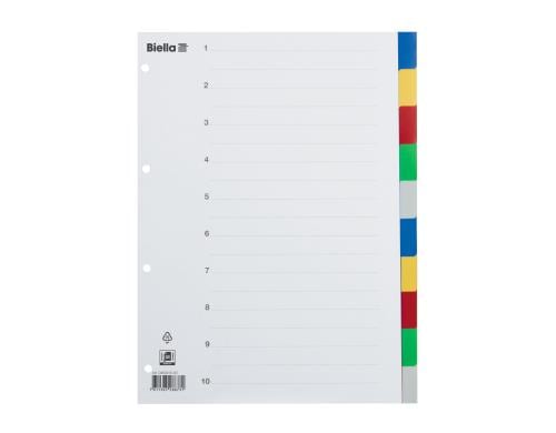 Biella Register A4 PP 10-teilig blanko, mit Indexblatt, farbig