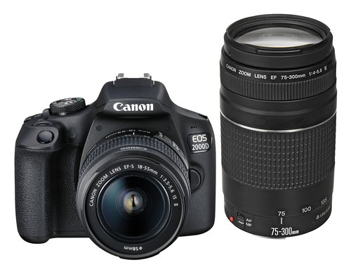 Canon EOS 2000D Kit, 24 MP inkl. Objektiv EF-S 18-55mm IS / 75-300 III