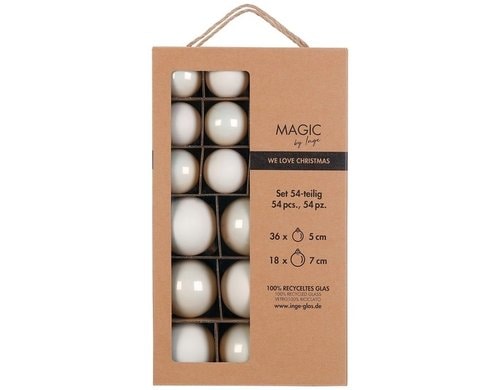 H&J Weihnachtskugel Blanched Almond,54 Stk Glas, 5 und 7 cm