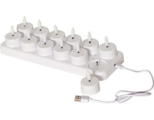 Star Trading LED Teelicht 12 Pack Flamme Indoor, Weiss, Charge