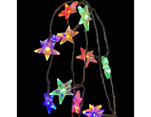 Dameco LED Outdoor Lichterkette Stern 9.9m LED ww, inkl. Timer 6/18h, exkl. 3x AA