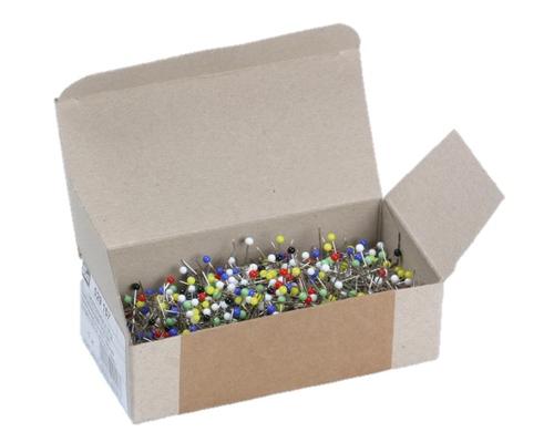 Glaskopfstecknadeln, bunt 0.60 x 30 mm, Karton 100 g, Stahl