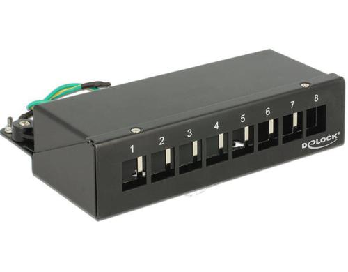 8-Port Desktop Patchpanel,  Hutschienenkit schwarz, für 8 Keystone Module