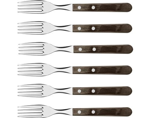 GAUCHO Steakgabel, 6-tlg - Braun Rostfreier Edelstahl, FSC Holzgriff