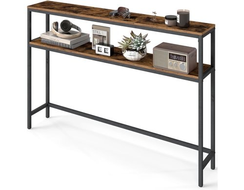 Vasagle Konsolentisch Schwarz-Braun 120x20x80.5 cm, Spanplatte, Stahl