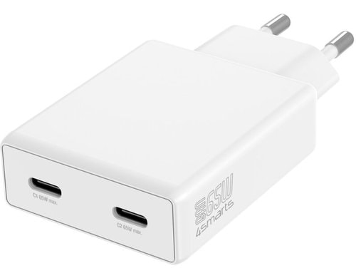 4smarts Netzladegerät PDPlug Slim Dual 65W GaN, weiss